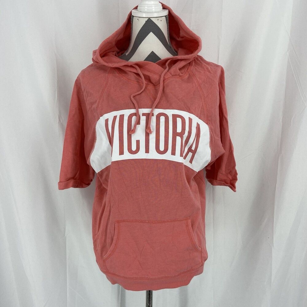 Victoria's Secret Oversized SS Hoodie Coral Angel Size Small